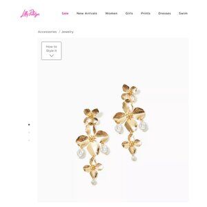 NWT Lilly Pulitzer Via Flora Earrings Gold